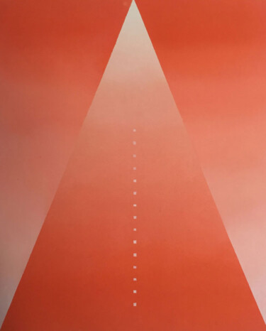 「Triangle #7 (Orange)」というタイトルの絵画 Mathia Paganiによって, オリジナルのアートワーク, オイル ウッドストレッチャーフレームにマウント