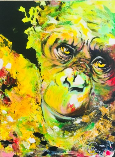 Painting titled "BONOBO" by Mathias Art, Original Artwork, Acrylic