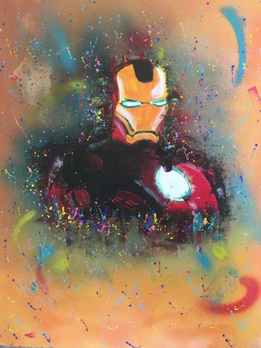 Painting titled "Iron Man" by Mbkza, Original Artwork, Acrylic