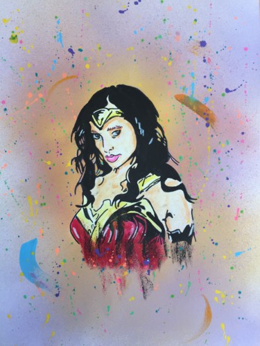 Pintura intitulada "Wonder Woman" por Mbkza, Obras de arte originais, Acrílico