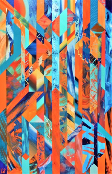 Peinture intitulée "Orange bleu" par Mathieu Menu, Œuvre d'art originale, Acrylique