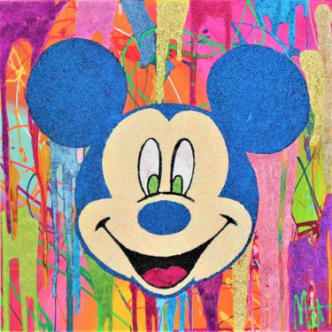 Painting titled "PAILLETTE MICKEY" by Mathieu Menu, Original Artwork, Acrylic