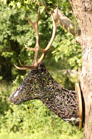 Sculpture titled "Cervus elaphus meta…" by Mathieu Rapp, Original Artwork, Metals