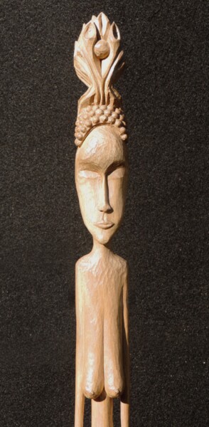 Sculptuur getiteld "La femme étirée" door Mathieu Rapp, Origineel Kunstwerk, Hout