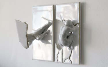 Skulptur mit dem Titel "Hann et Xion" von Mathieu Vaillant, Original-Kunstwerk, Keramik Auf Andere starre Platte montiert