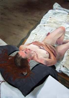 Peinture intitulée "la tête ailleurs" par Mathieu Weemaels, Œuvre d'art originale, Huile