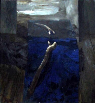 Painting titled "Baton bleu" by Mathieu Weemaels, Original Artwork