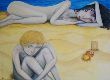 Painting titled "Dunes" by Mathieu Zeitindjioglou (Mathieu Z), Original Artwork, Oil Mounted on Wood Stretcher frame