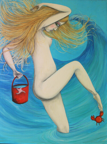Peinture intitulée "Fille du bord de mer" par Mathieu Zeitindjioglou (Mathieu Z), Œuvre d'art originale, Huile