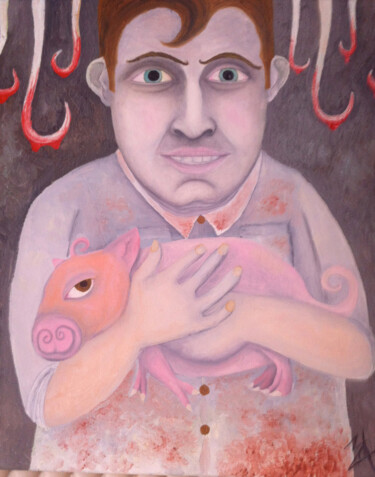 Malerei mit dem Titel "Butcher boy" von Mathieu Zeitindjioglou (Mathieu Z), Original-Kunstwerk, Öl