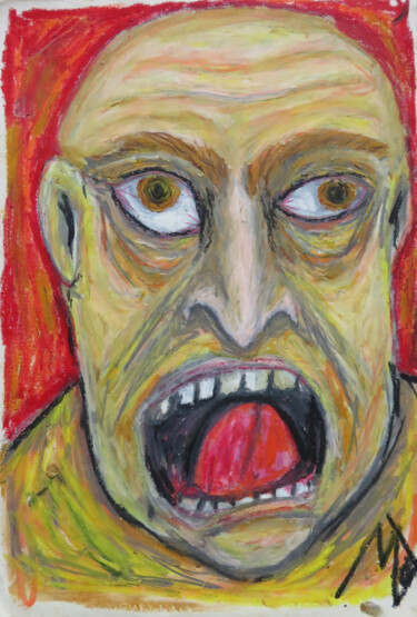 Dessin intitulée "Angry man / Homme e…" par Mathieu Zeitindjioglou (Mathieu Z), Œuvre d'art originale, Pastel