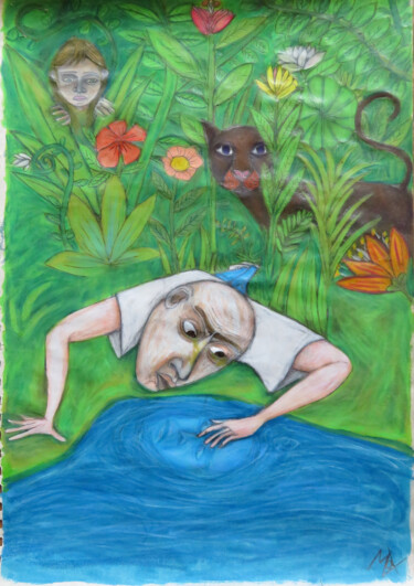 Рисунок под названием "Narcisse & Co" - Mathieu Zeitindjioglou (Mathieu Z), Подлинное произведение искусства, Пастель