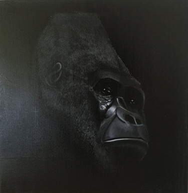 Pittura intitolato "Gorille" da Mathieuck, Opera d'arte originale, Olio Montato su Telaio per barella in legno