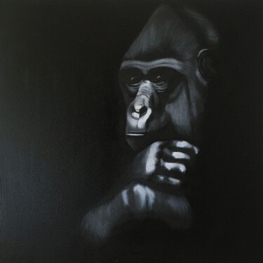 Картина под названием "Gorille 2" - Mathieuck, Подлинное произведение искусства, Масло