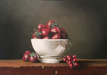 Painting titled "Strawberry" by Mathieuck, Original Artwork, Oil