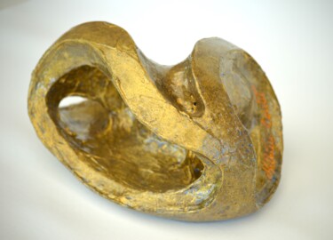 Skulptur mit dem Titel "Golden météorite" von Mathieu Coutet, Original-Kunstwerk, Ton