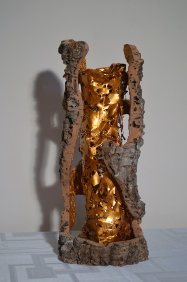 Sculpture titled "L'Or" by Mathieu Coutet, Original Artwork, Wood