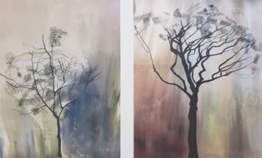Painting titled "Arbres" by Mathilde Donne, Original Artwork, Acrylic