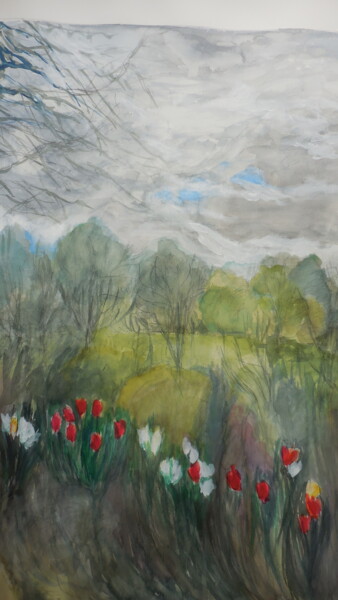 Pintura intitulada "PRINTEMPS EN NORMAN…" por Mathilde Groult, Obras de arte originais, Aquarela