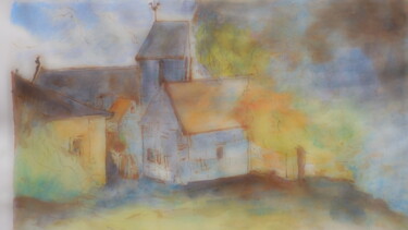 Malerei mit dem Titel "village" von Mathilde Groult, Original-Kunstwerk, Aquarell