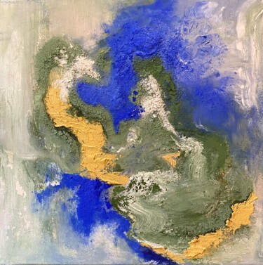 Pintura intitulada "île cosmique vu de…" por Mathilde Howells, Obras de arte originais, Pigmentos Montado em Armação em made…