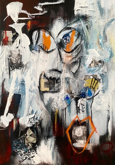 Painting titled "FACE" by Mathilde Howells, Original Artwork, Collages