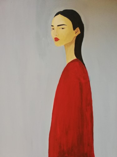Peinture intitulée "Woman looking at ma…" par Mathilde Lâm, Œuvre d'art originale, Acrylique