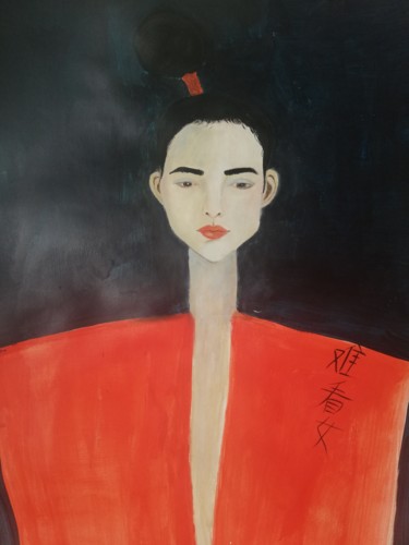 Malerei mit dem Titel "Ugly Woman" von Mathilde Lâm, Original-Kunstwerk, Acryl