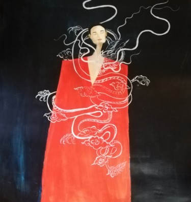 Картина под названием "omhelzing" - Mathilde Lâm, Подлинное произведение искусства, Акрил