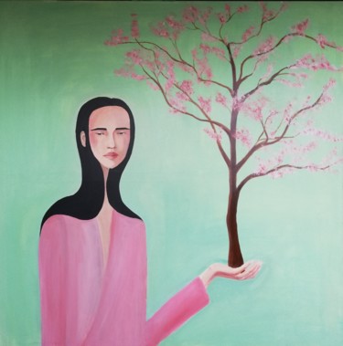 Painting titled "Kerselaar" by Mathilde Lâm, Original Artwork, Acrylic