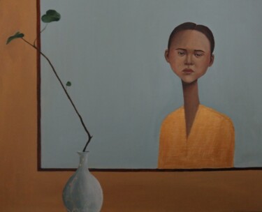 Peinture intitulée "Golden Solitude" par Mathilde Lâm, Œuvre d'art originale, Acrylique