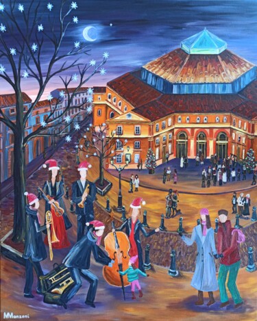 Malerei mit dem Titel "Concert de Noël à l…" von Mathilde Manzoni, Original-Kunstwerk, Acryl