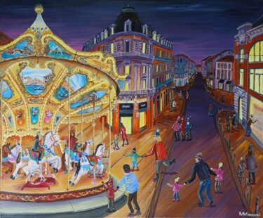 Painting titled "Le Carrousel Alsace" by Mathilde Manzoni, Original Artwork, Acrylic