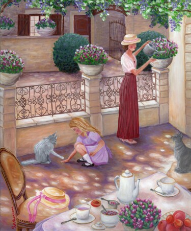 Картина под названием "Le temps des fleurs" - Mathilde Manzoni, Подлинное произведение искусства, Акрил Установлен на Деревя…