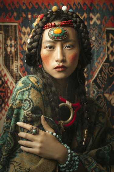 Fotografía titulada "Tibetan girl" por Mathilde Oscar, Obra de arte original, Fotografía digital