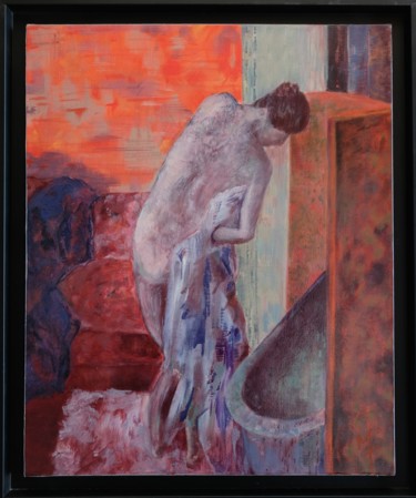 Painting titled "Sortie de bain au p…" by Mathilde Thomas, Original Artwork, Oil