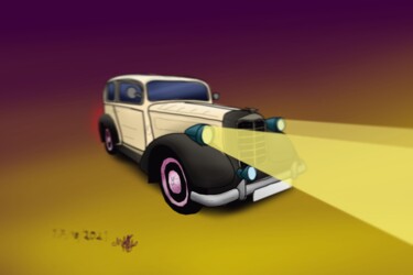 Artes digitais intitulada "voiture vintage" por Mathys Melantois, Obras de arte originais, Pintura digital