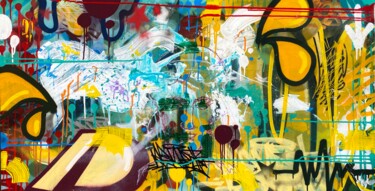 Painting titled "Urban Peach" by Reyes, Original Artwork, Spray paint