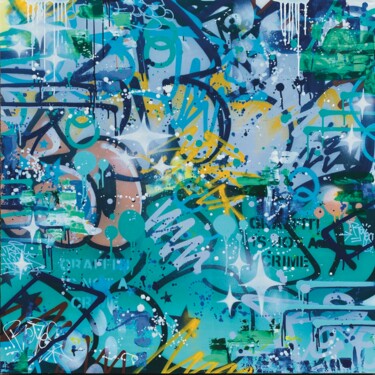 Schilderij getiteld "Blue Sydney" door Reyes, Origineel Kunstwerk, Graffiti