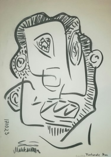 Drawing titled "Fortunate Man" by Pertti Matikainen, Original Artwork, Marker