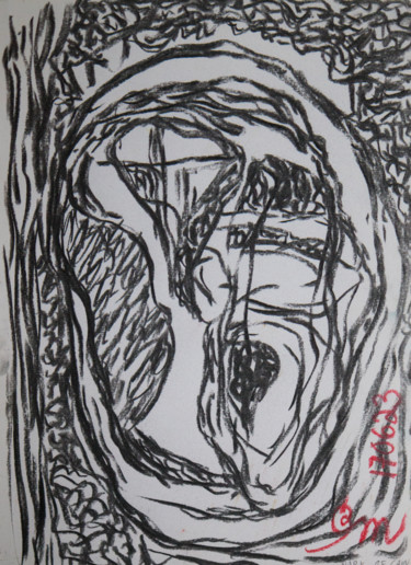 Drawing titled "Mark of Cain" by Pertti Matikainen, Original Artwork, Charcoal