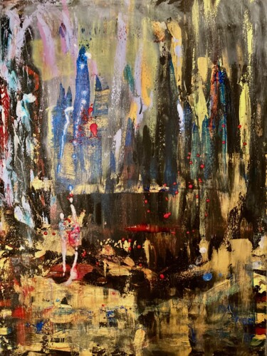 Картина под названием "НОЧЬ В БОЛЬШОМ ГОРО…" - Матильда Соболевская, Подлинное произведение искусства, Акрил