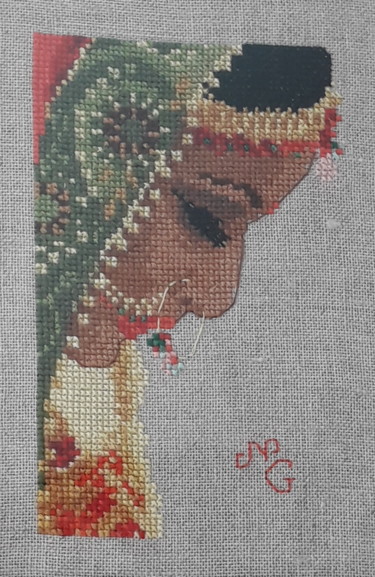 Art textile intitulée "femme" par Nathalie Gautier, Œuvre d'art originale, Broderie