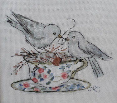 Textile Art titled "oiseaux" by Nathalie Gautier, Original Artwork, Embroidery