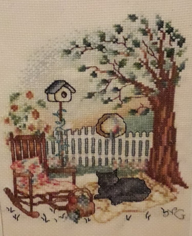 Textile Art titled "Chat au printemps" by Nathalie Gautier, Original Artwork, Embroidery