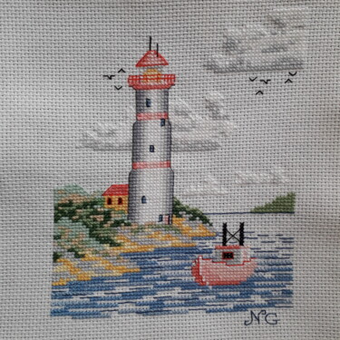 Textile Art titled "bateau de pêche au…" by Nathalie Gautier, Original Artwork, Embroidery