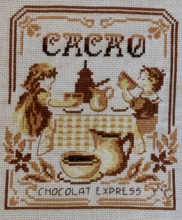 Textile Art titled "chocolat" by Nathalie Gautier, Original Artwork, Embroidery