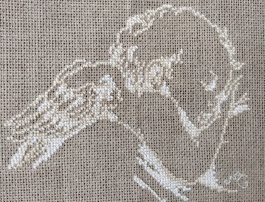 Текстильное искусство под названием "Ange qui dort" - Nathalie Gautier, Подлинное произведение искусства, вышивка