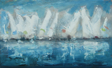 Pittura intitolato "White sails (AB-53)…" da Mato Jurkovic, Opera d'arte originale, Olio
