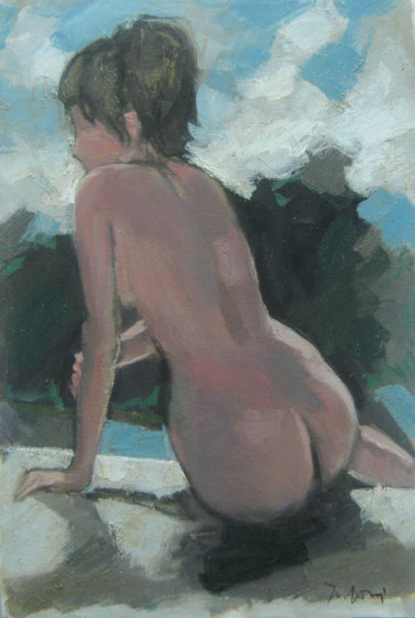 Painting titled "Nude figure from th…" by Mato Jurkovic, Original Artwork, Oil